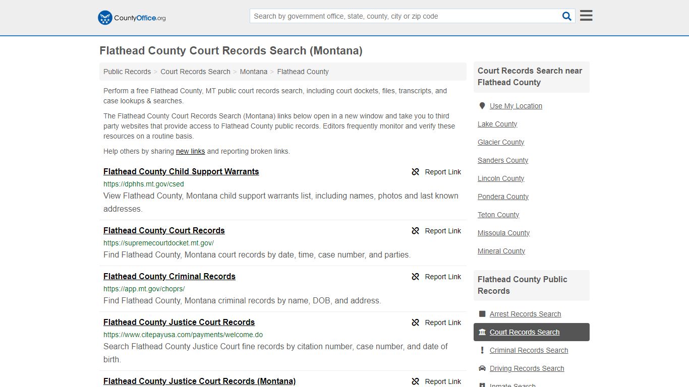 Flathead County Court Records Search (Montana) - County Office