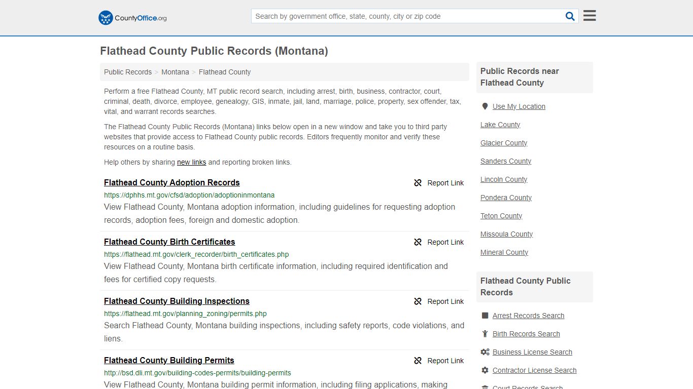 Flathead County Public Records (Montana) - County Office