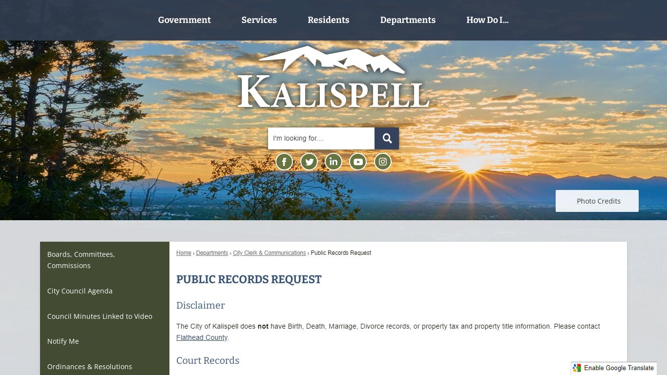 Public Records Request | Kalispell, MT